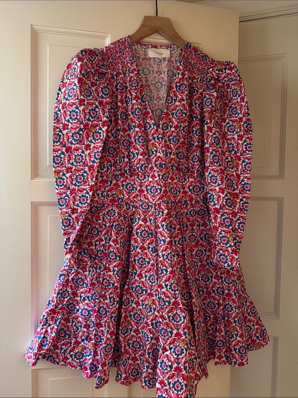 XiRENA Pink and Blue Floral Long Sleeve Dress